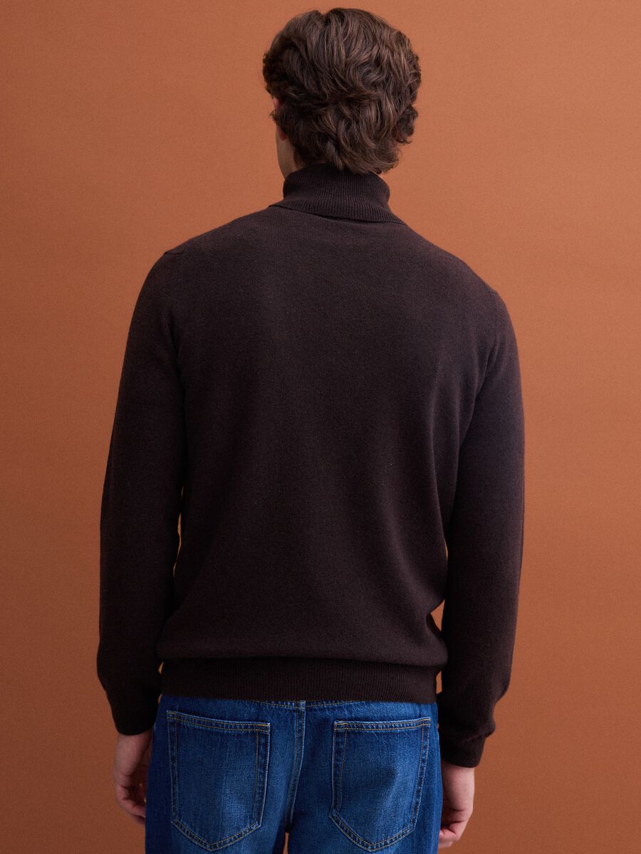 Brown pure lambswool roll-neck jumper_3
