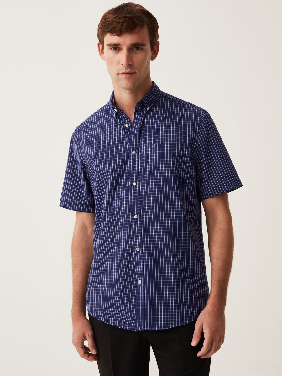 Short-sleeved easy-iron check shirt_0