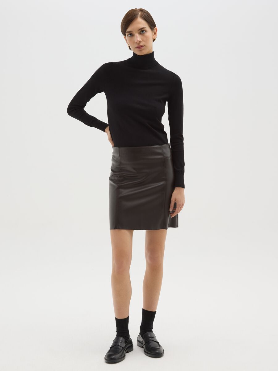 Regular fit black ribbed turtleneck sweater_1