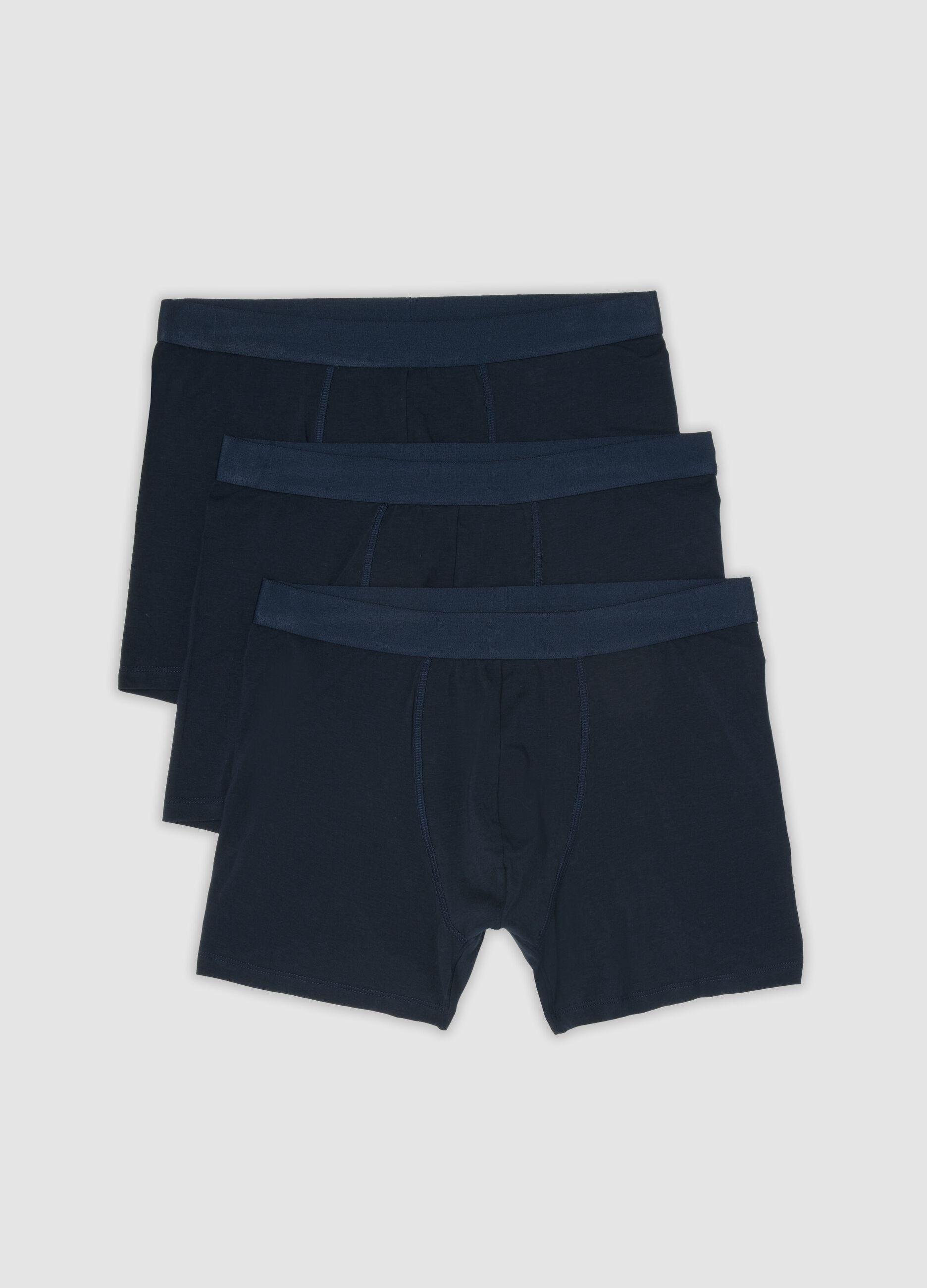 Pack de 3 boxers midi azuis em algod&atilde;o org&acirc;nico