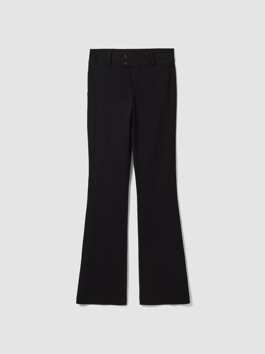 Black flared trousers in stretch viscose_4