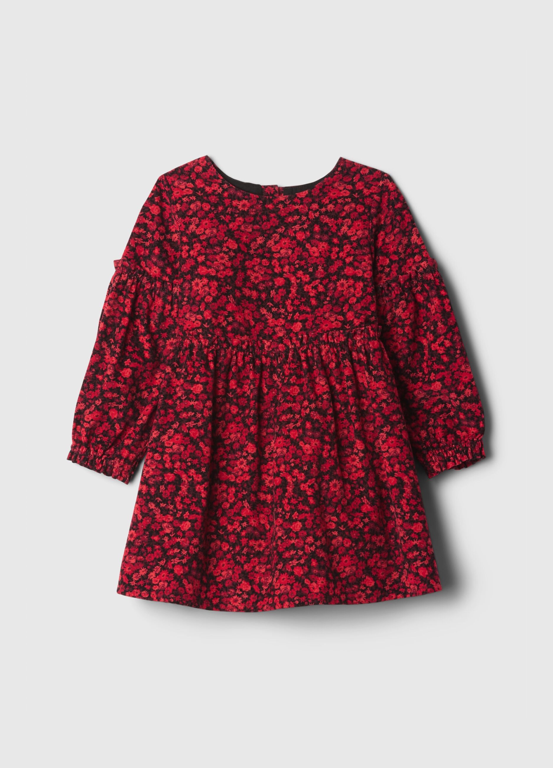 Floral dress in velvet with frills