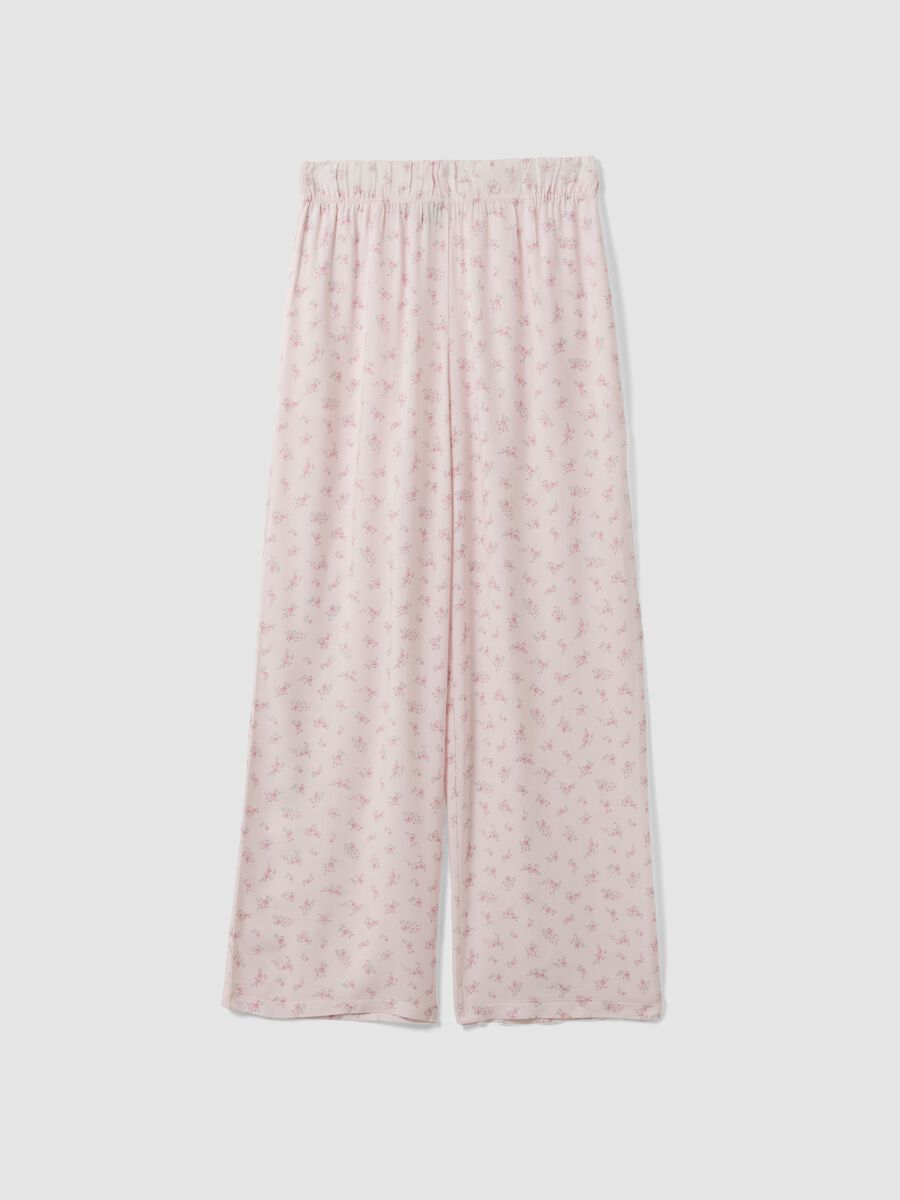 Rosa Pyjamahose aus reiner Viskose mit Blumenmuster_4