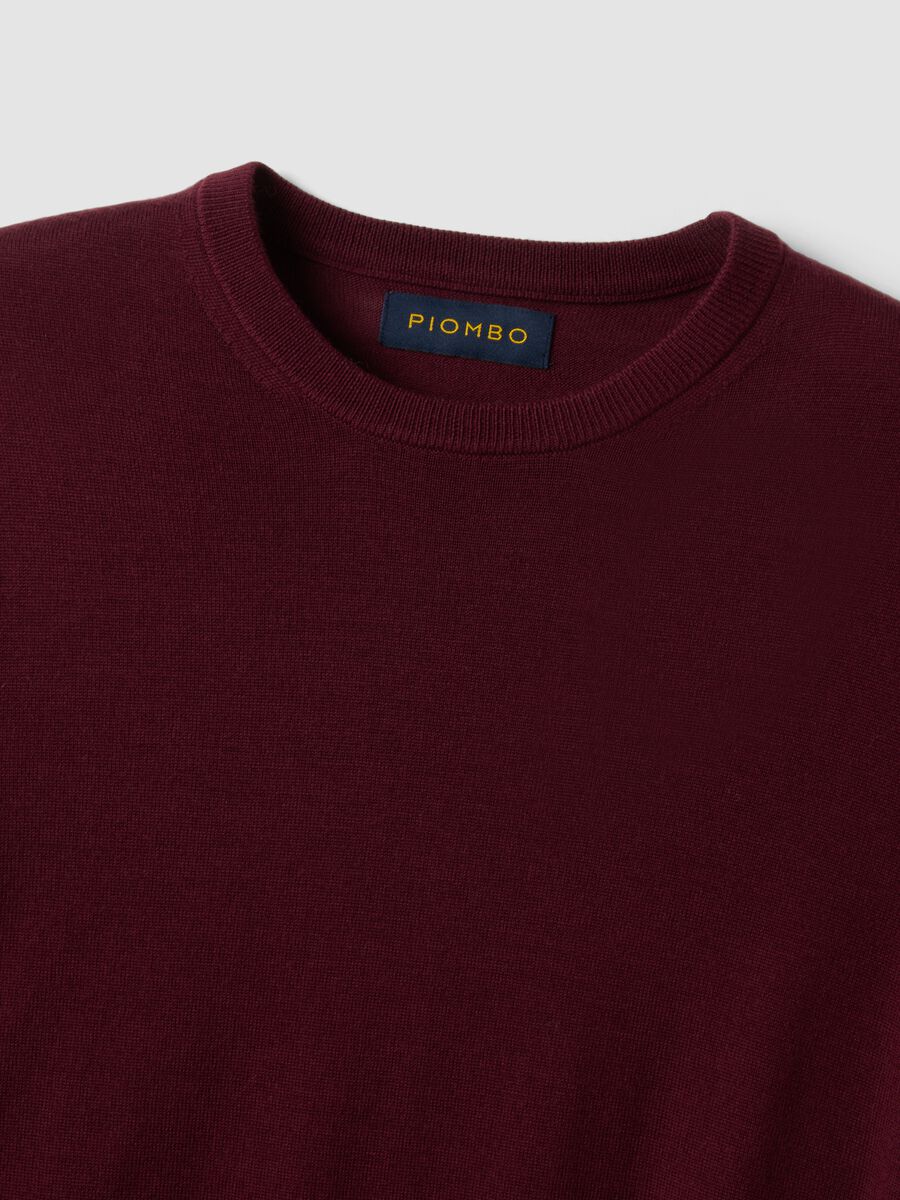Burgundy merino wool crew-neck jumper, regular fit_1