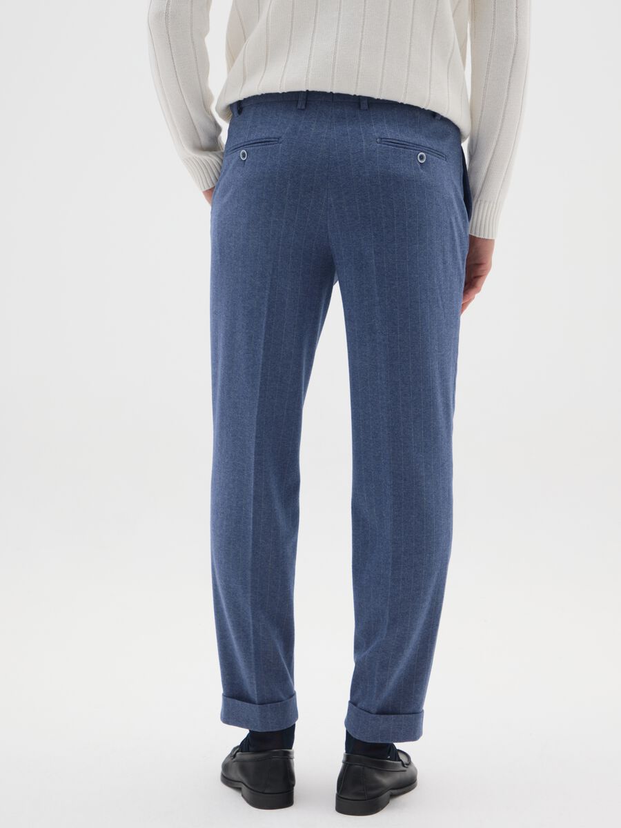 Blue Striped Slim Fit Trousers_2