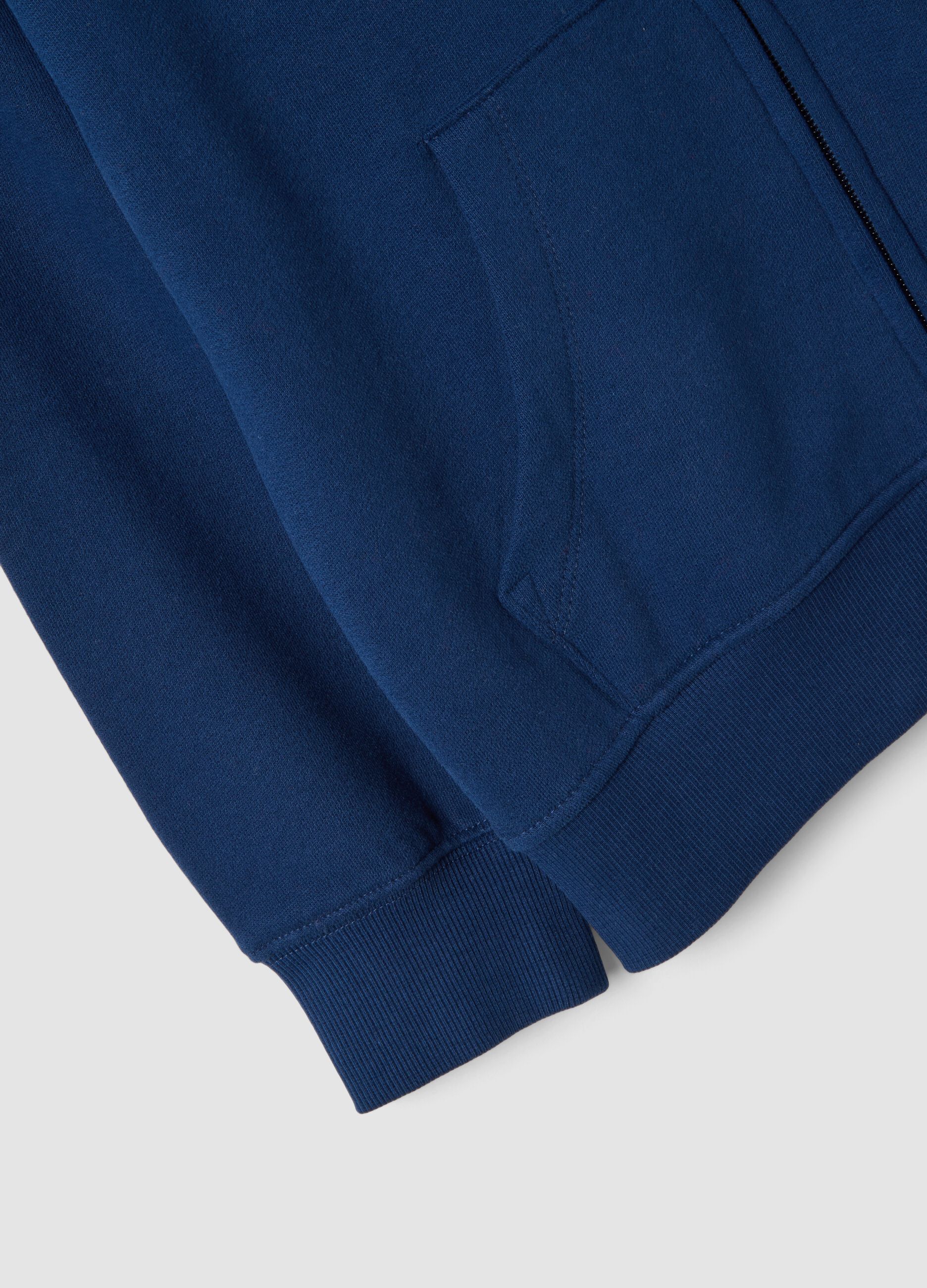 Felpa blu navy in puro cotone organico con girocollo
