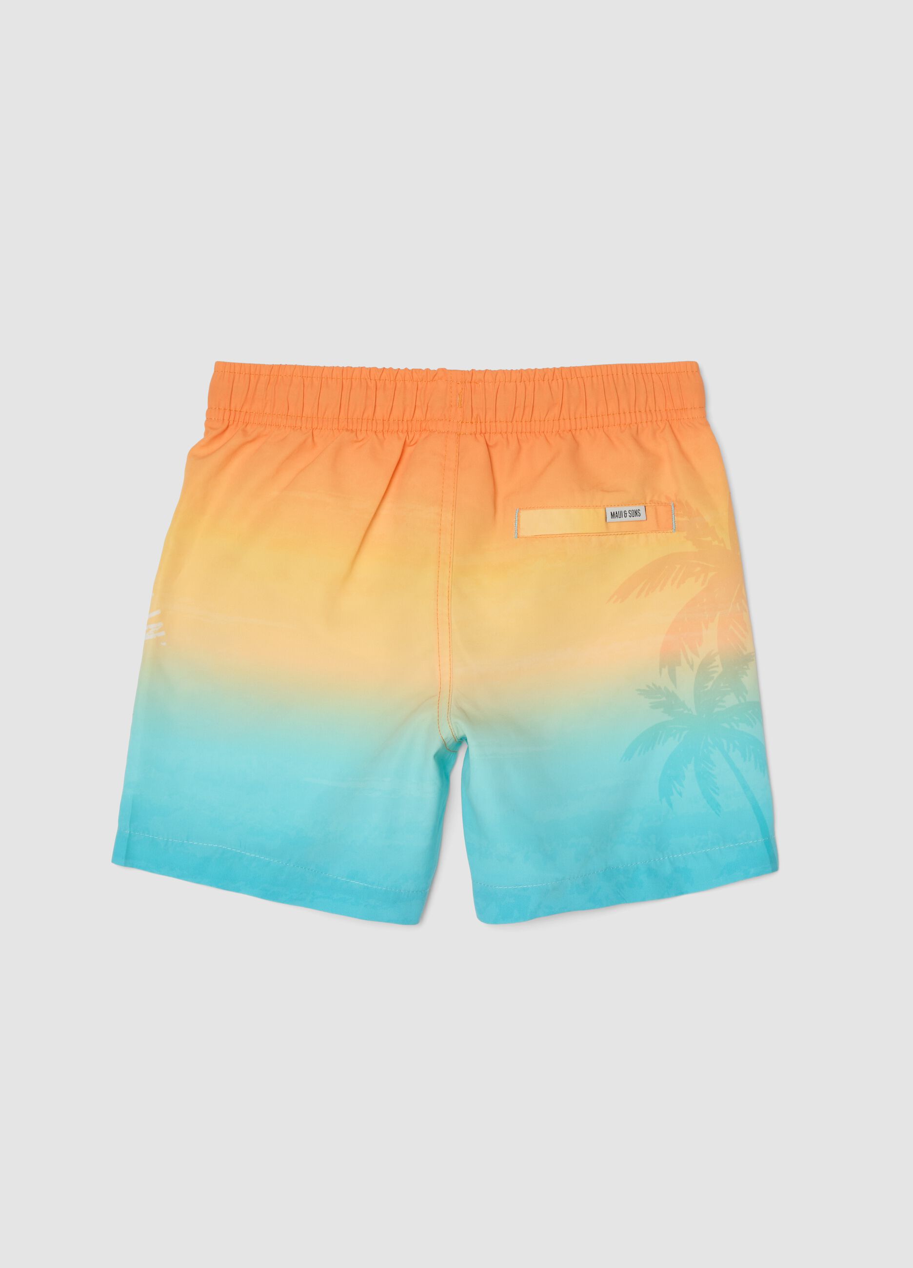 Boys&rsquo; multicolour ombr&eacute; swim shorts with tropical print