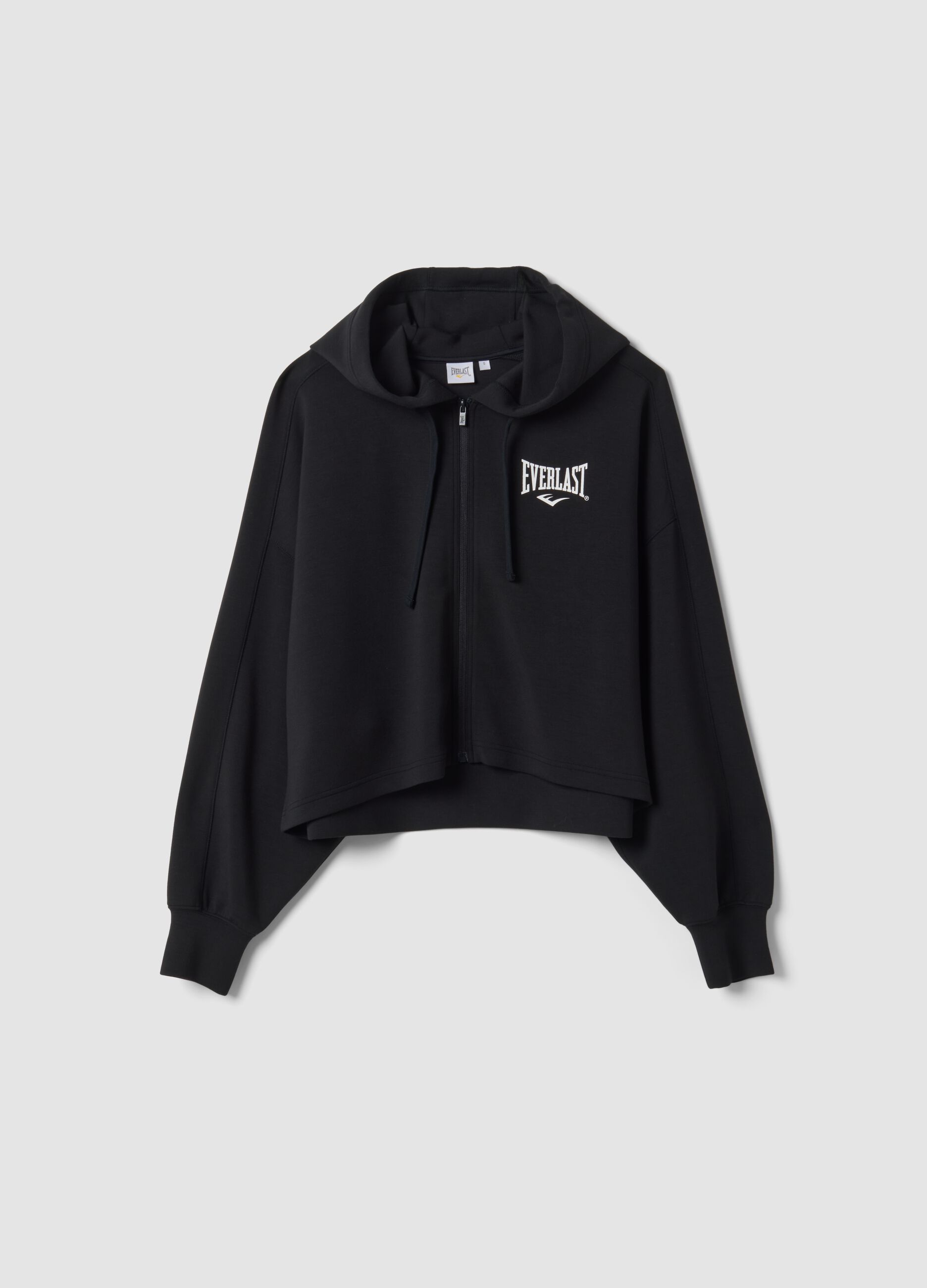 Black hooded sweatshirt in stretch viscose jersey, regular fit