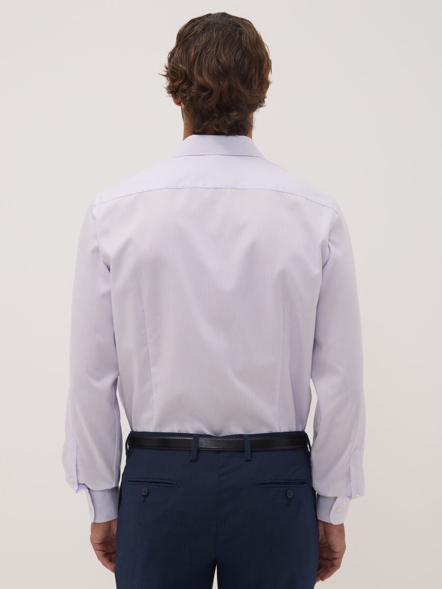 White striped pure cotton shirt with French collar, slim fit, non-iron_3