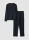 Blauer Pyjama aus reiner Bio-Baumwolle mit Henley-Kragen_2