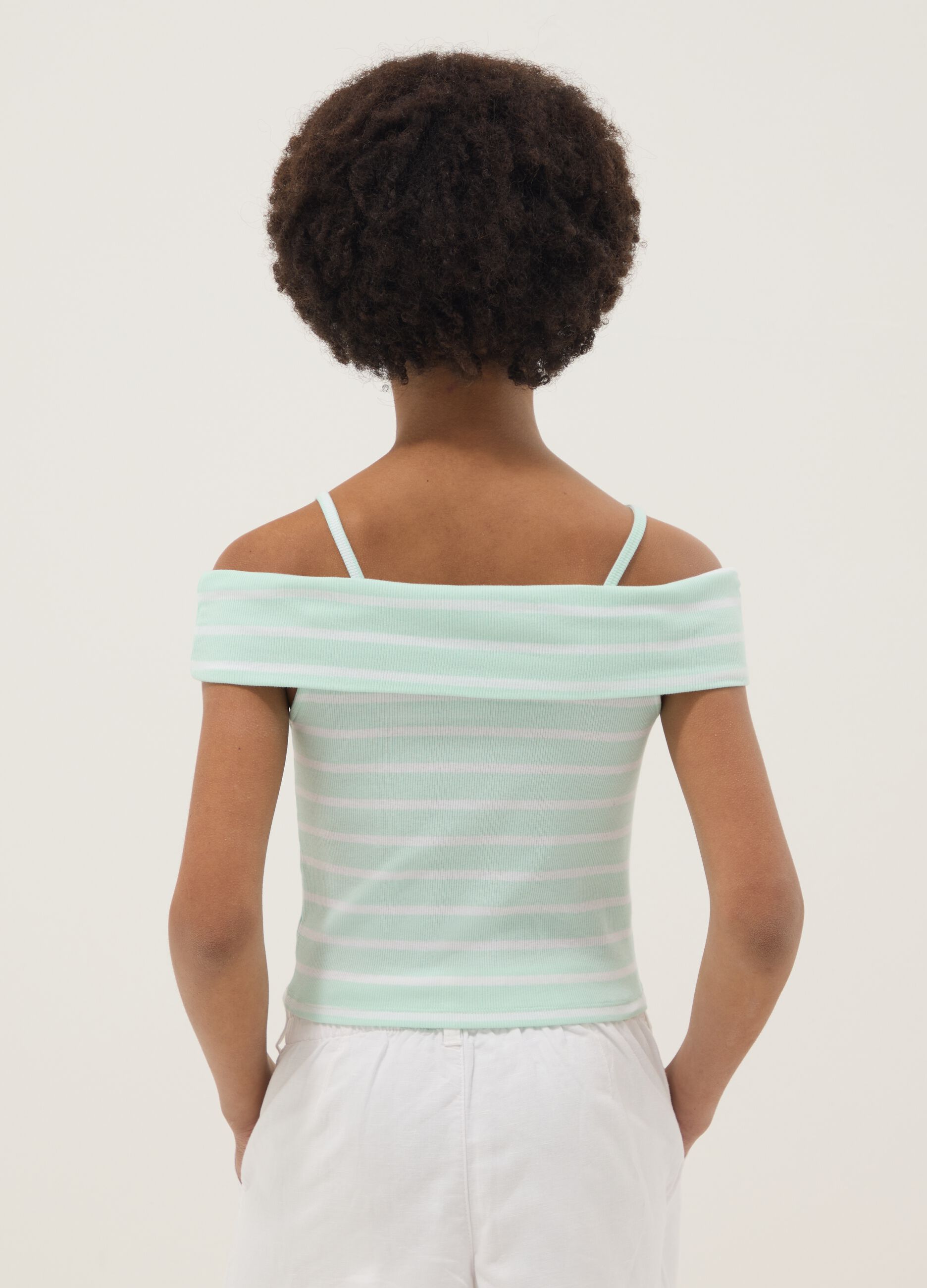 Girls&rsquo; multicolour striped stretch cotton camisole top