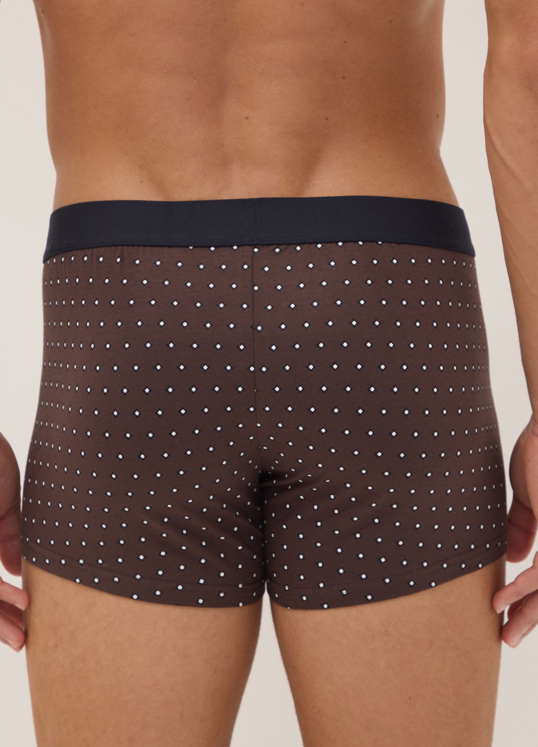 3er-Pack braune Boxer aus elastischer Bio-Baumwolle mit Punkten