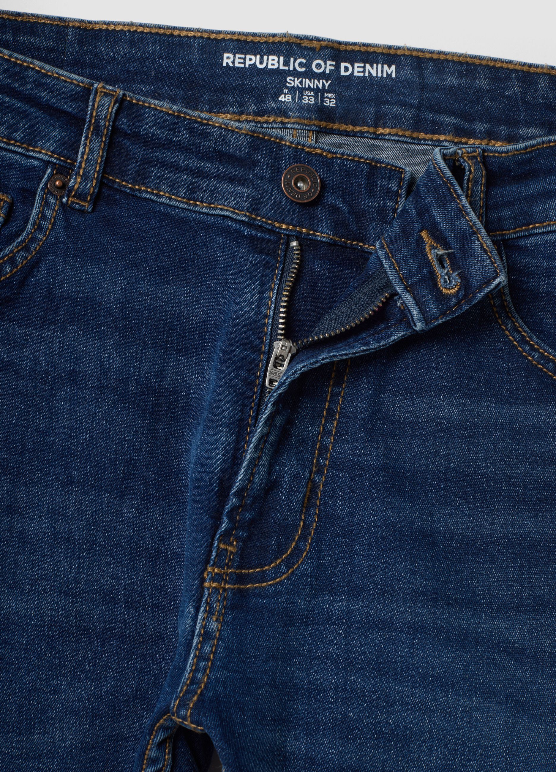 Blaue Skinny-Fit-Jeans aus Stretch-Baumwoll-Denim