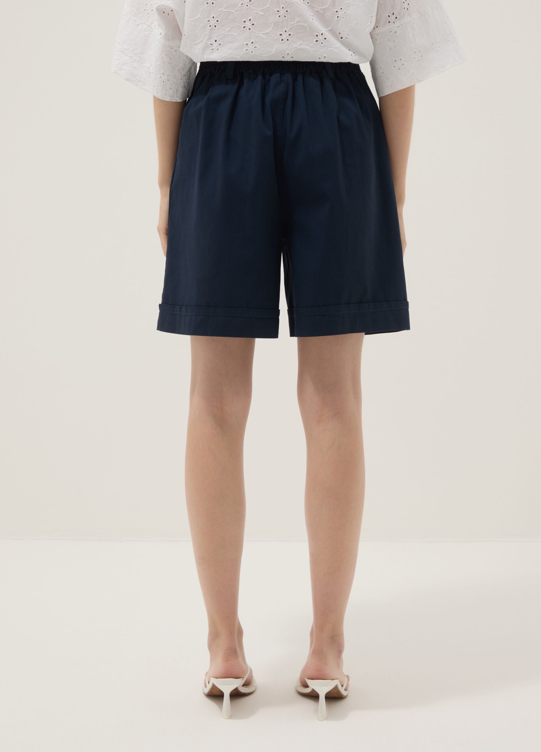 Blue stretch cotton shorts