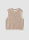 Beige stretch wool crew-neck gilet with oversized fit_0