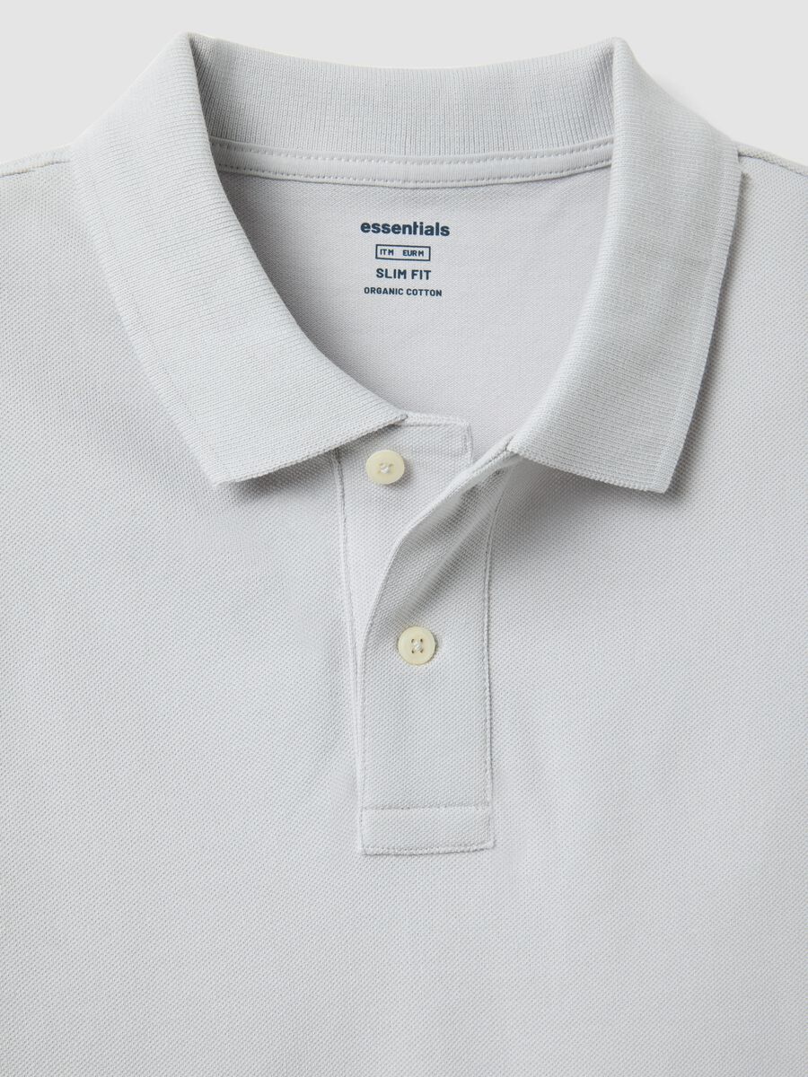 Grey slim fit short sleeve pure cotton polo_5