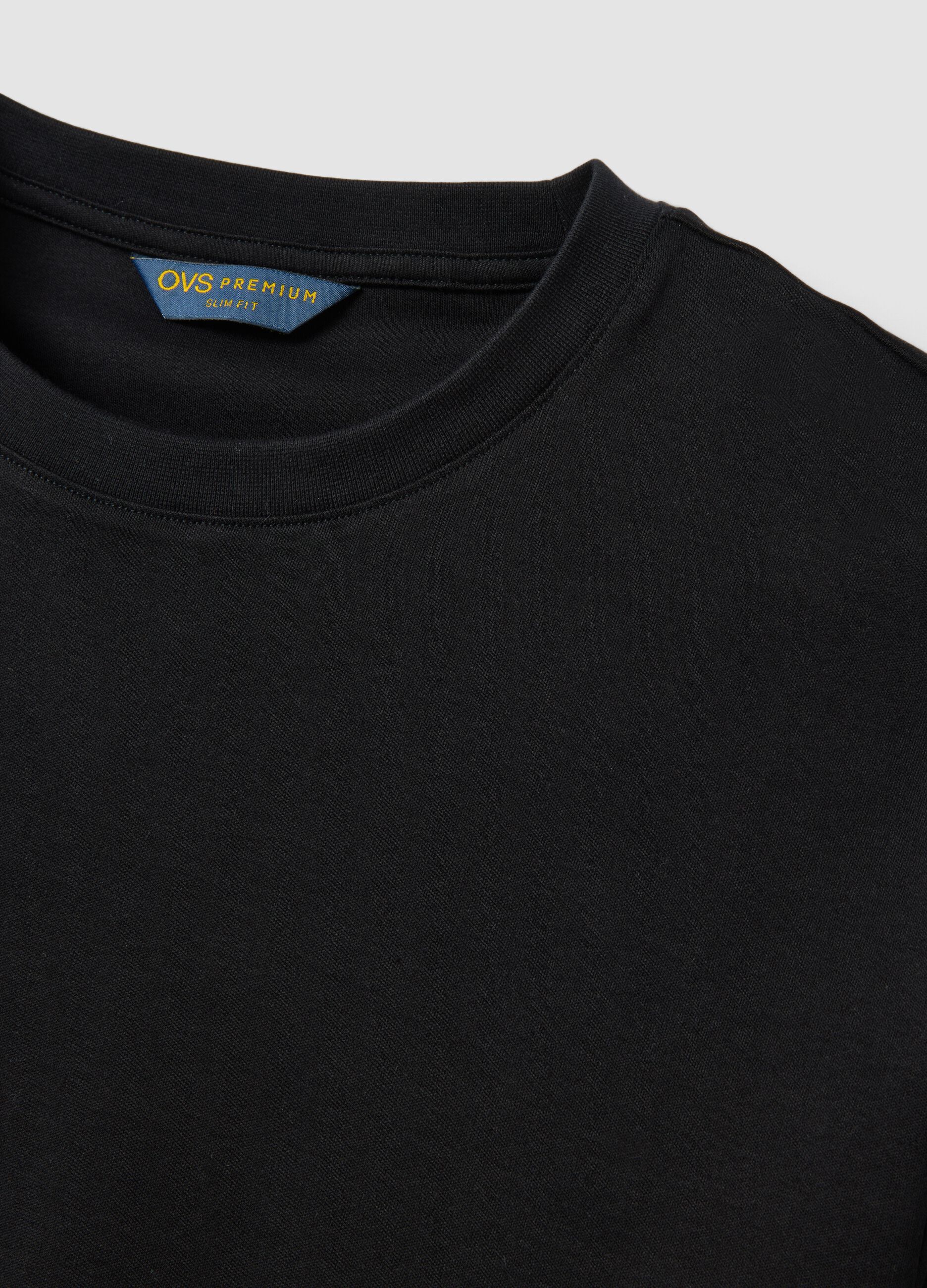Blue short-sleeve pure cotton T-shirt