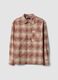 Camicia marrone a quadri in puro cotone_0