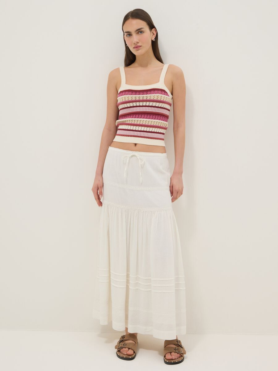 Figurbetontes, mehrfarbig gestreiftes Baumwoll-Top mit schmalen Tr&auml;gern_1