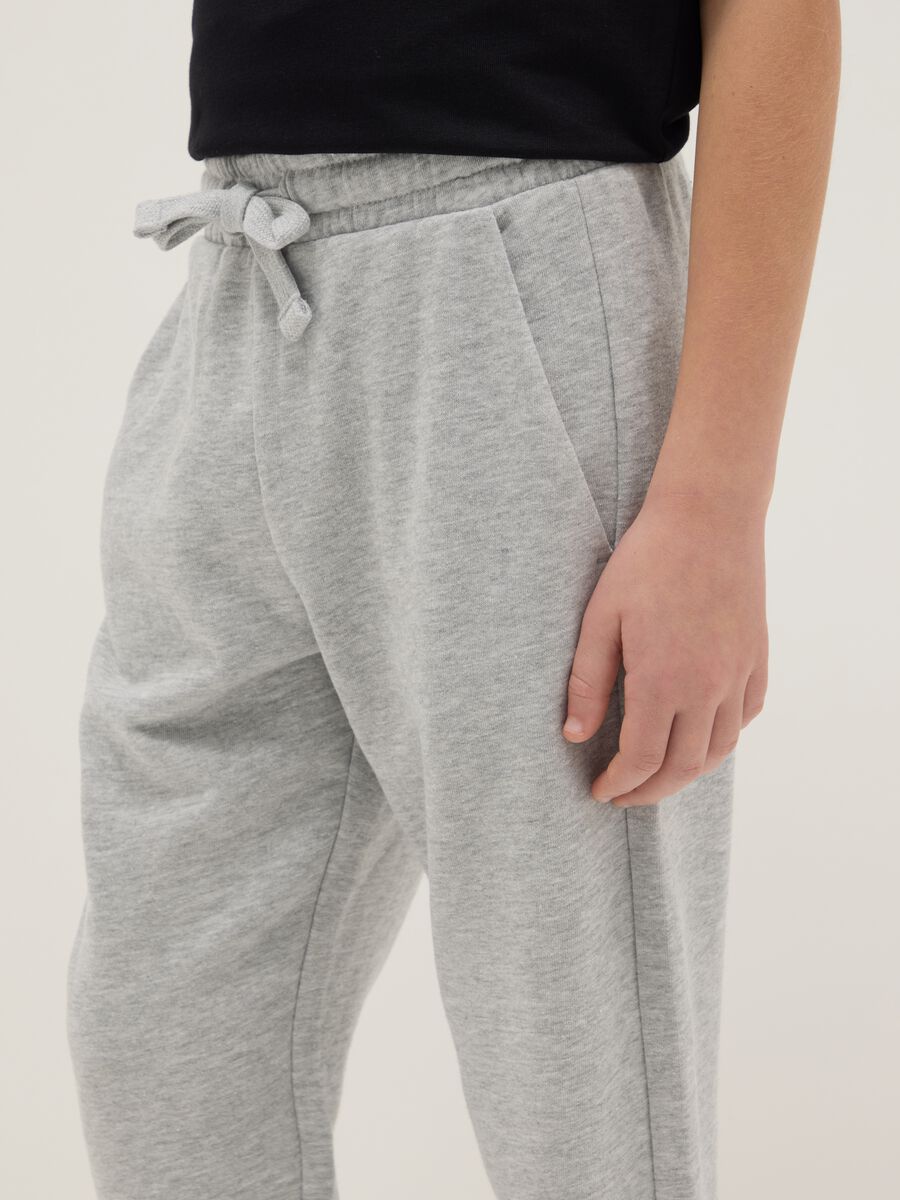 Boy's grey jogger trousers in pure cotton regular fit_2