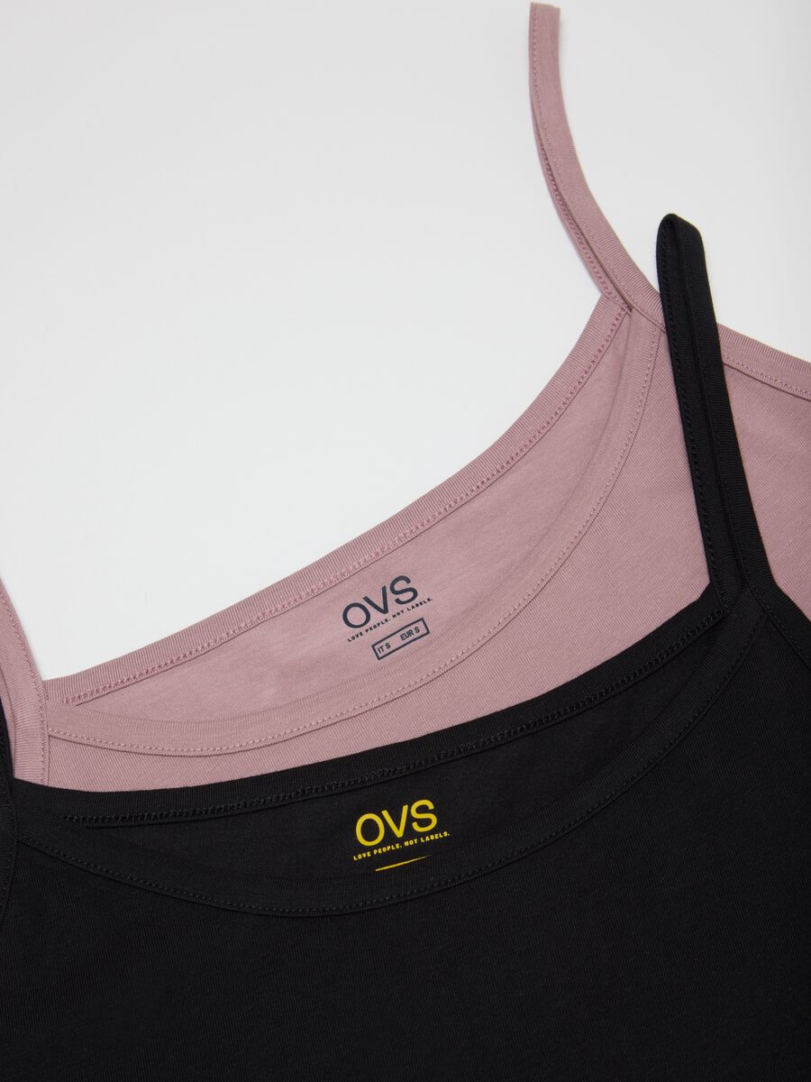 Pack of two stretch cotton vests in multicolour regular fit_1