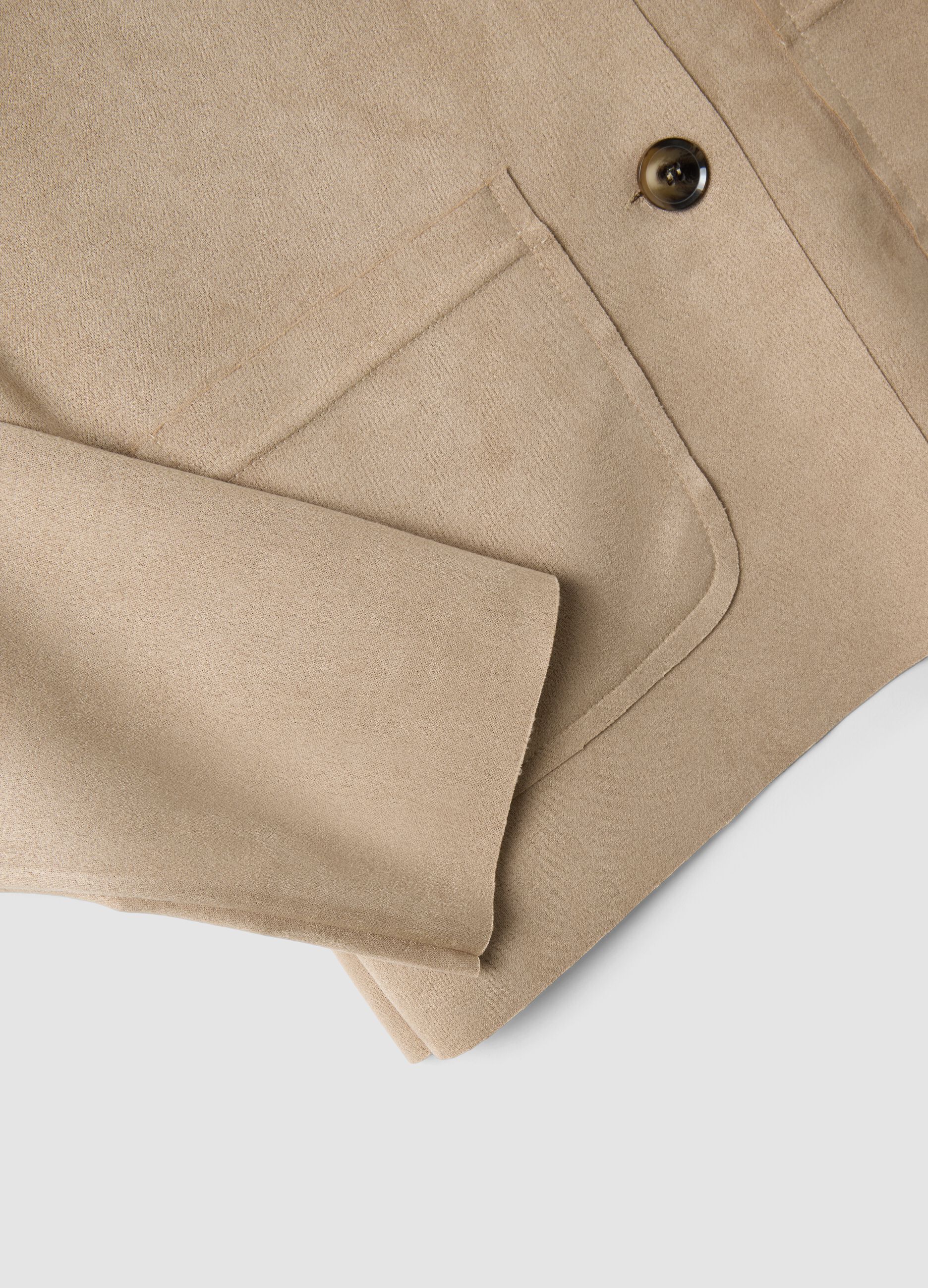 Beige regular fit jacket with front pockets