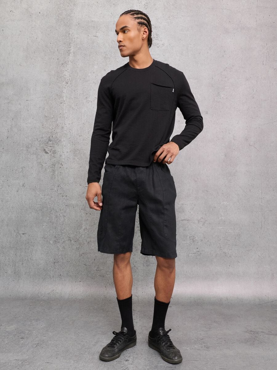 100% Linen Shorts Black_3