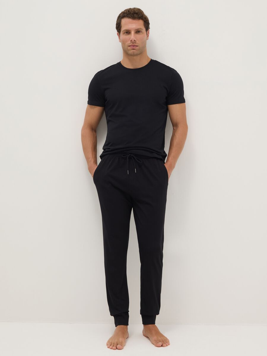 Black pure cotton pyjama trousers regular fit_0