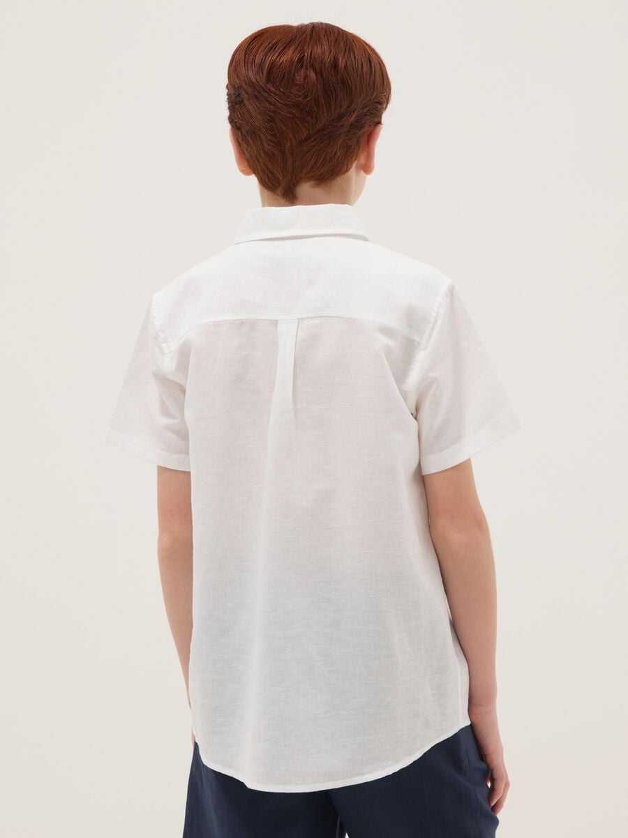 Boys&rsquo; white linen-cotton blend shirt, regular fit_1