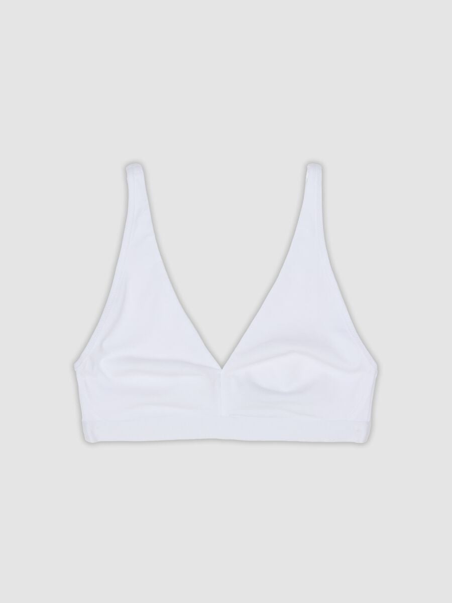 White stretch organic cotton triangle bra_4