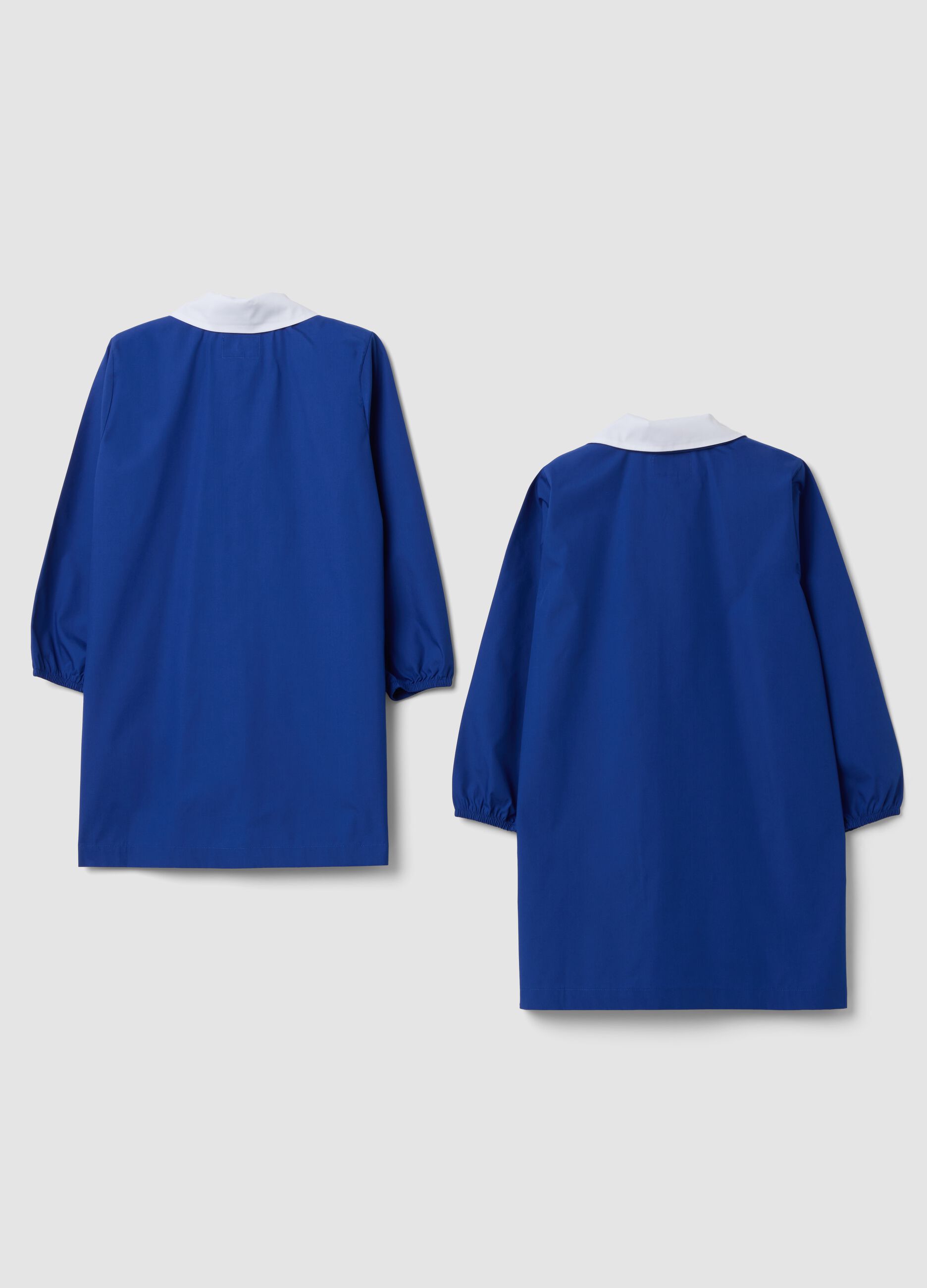 2-pack of boys&rsquo; blue school aprons with white collar