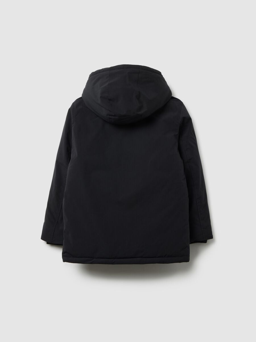 Black padded jacket with hood for boys regular fit_4