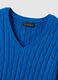 Blue pure cotton regular fit pullover with cable knit_5