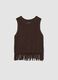 Brown open-knit viscose-blend top with fringes_4