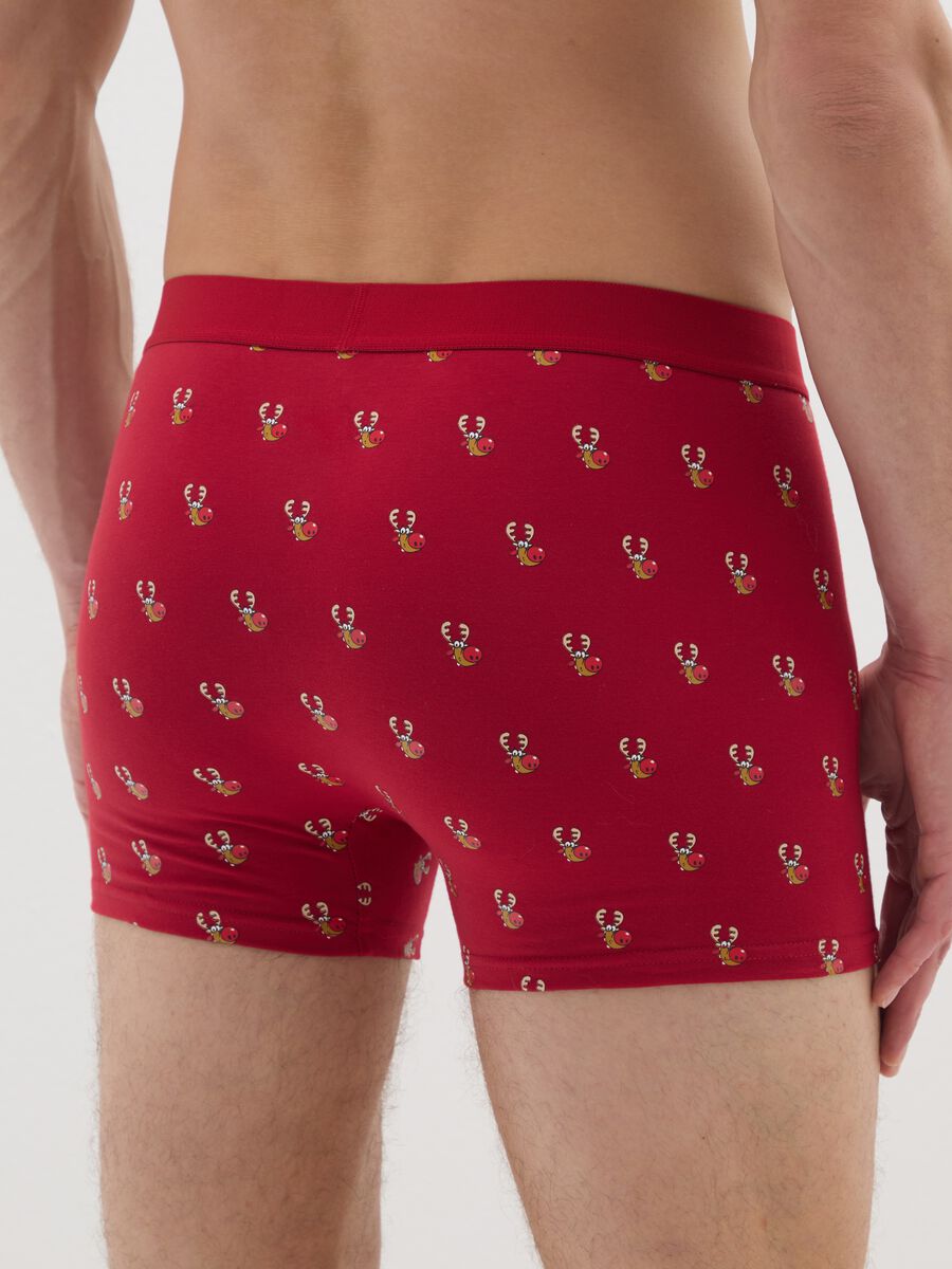 Red Stretch Cotton Christmas Boxers Regular Fit_2