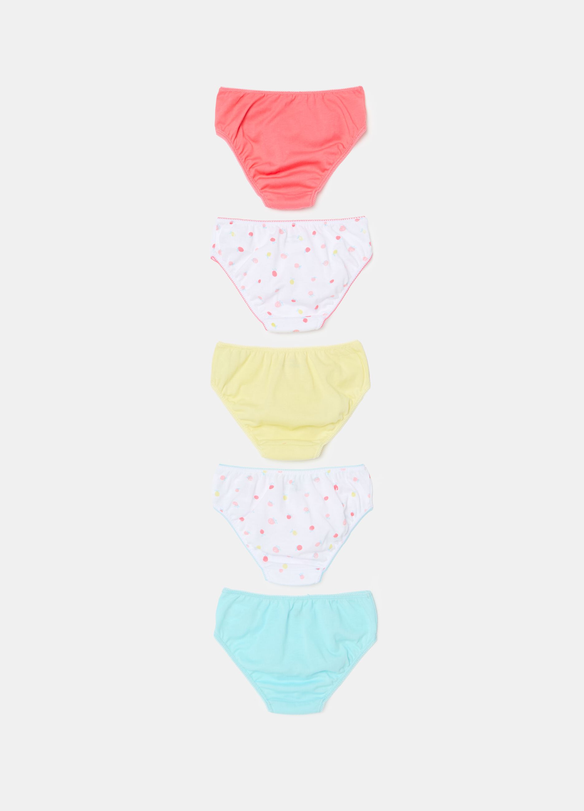 Five-pack jersey briefs with fruit print