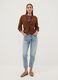 Brown pure cotton crew-neck cardigan with buttons, regular fit_1