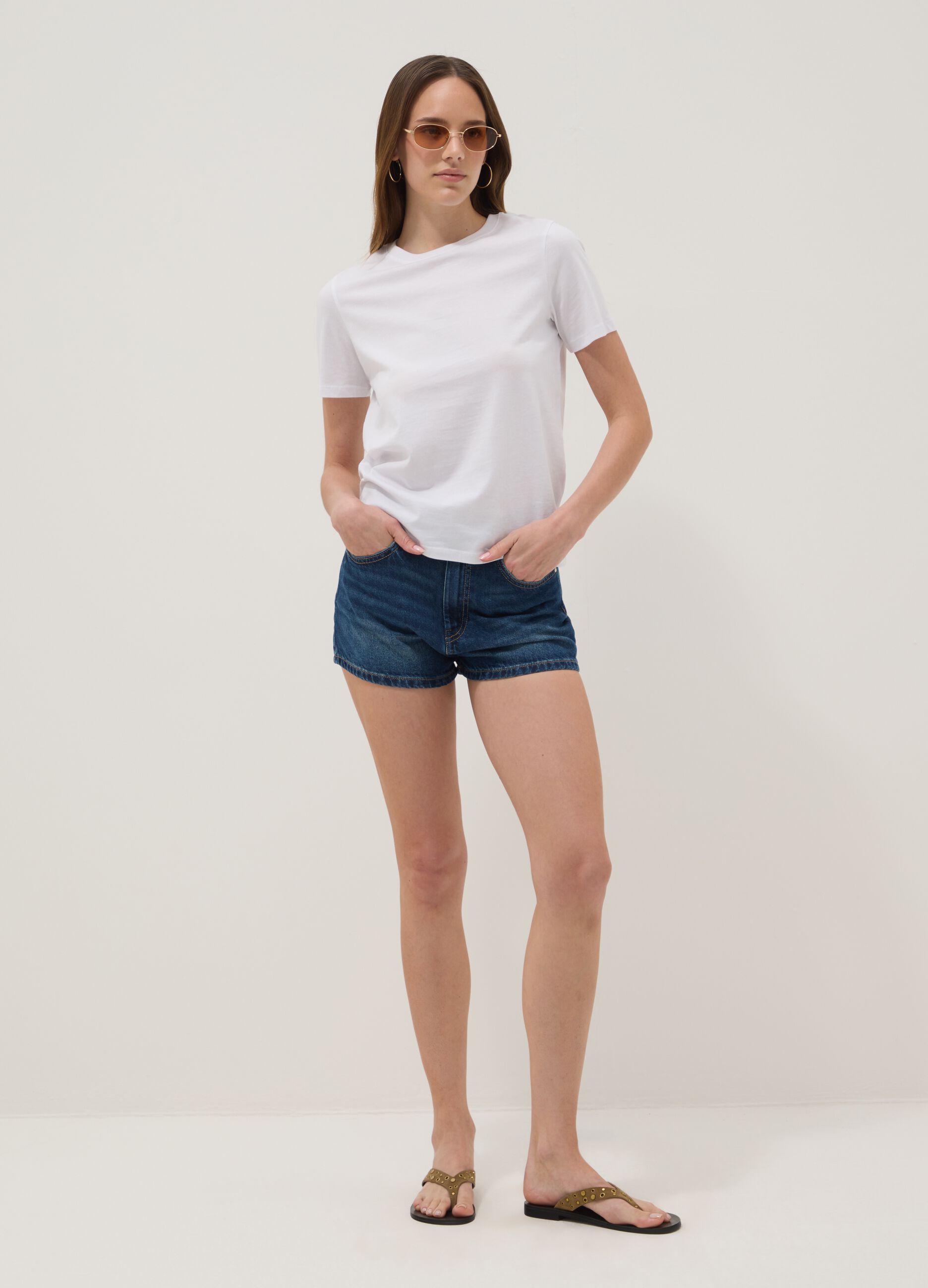 Blue shorts in pure cotton