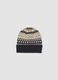 Beige jacquard knit beanie with turn-up cuff_0