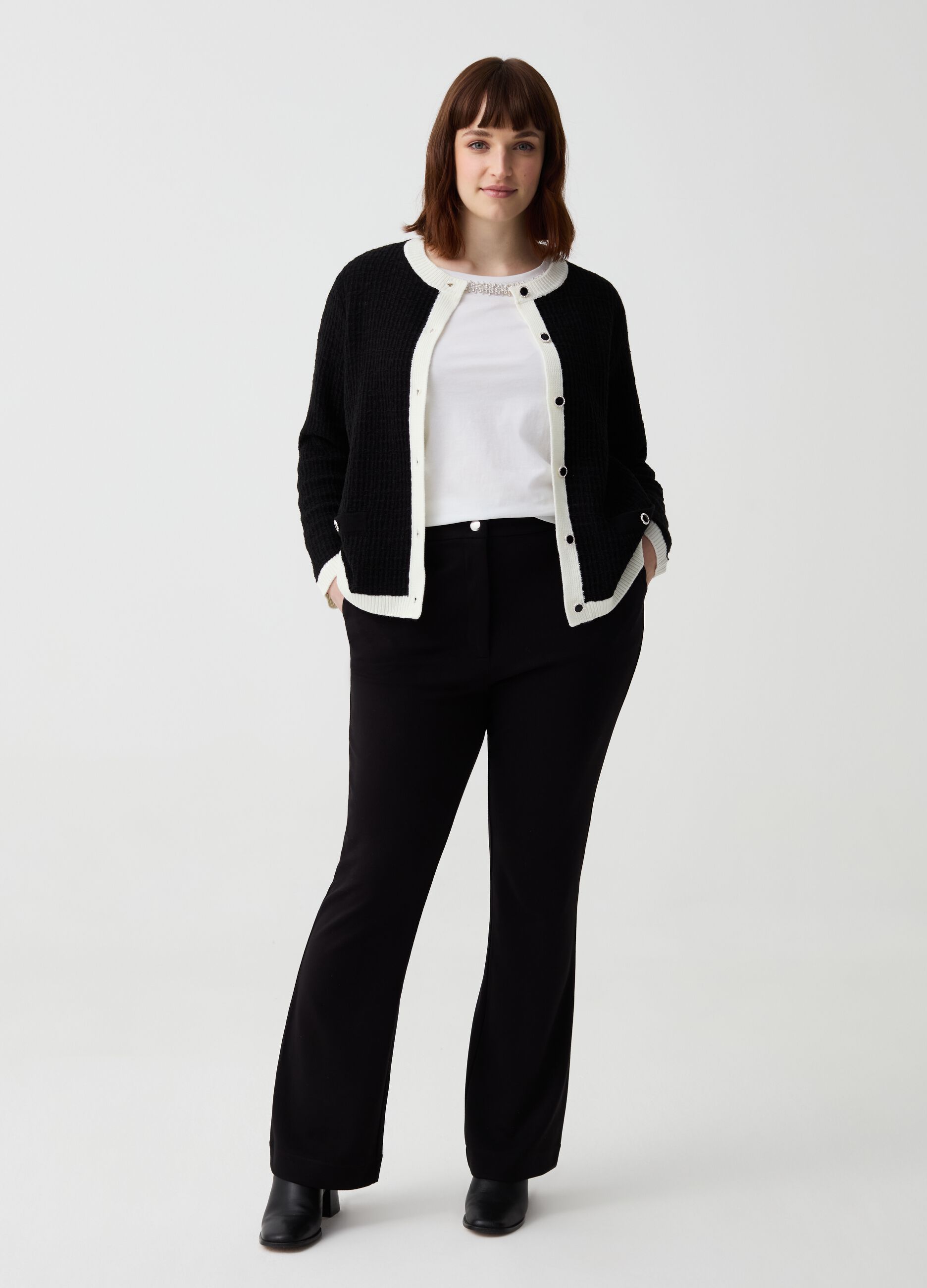 Curvy flare-fit stretch trousers