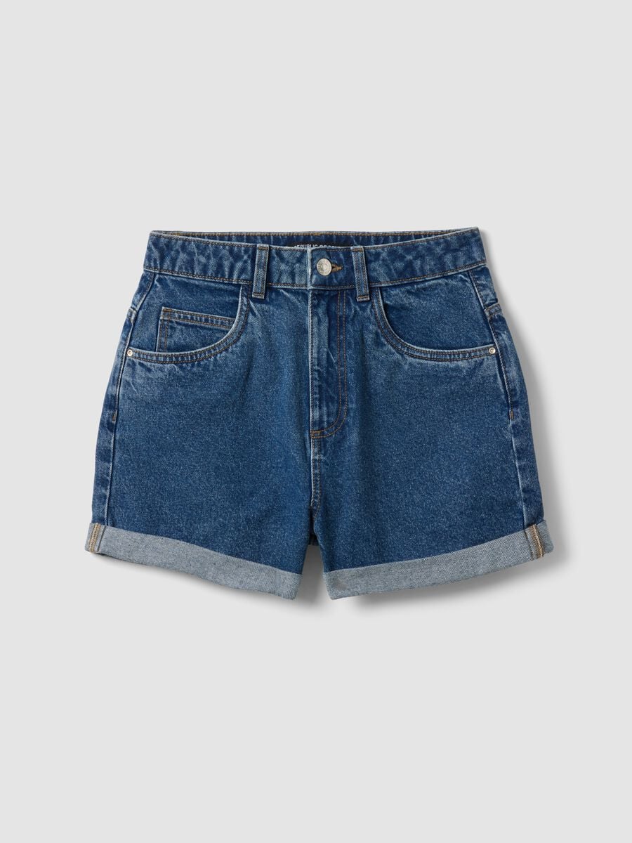 Blue pure cotton denim shorts_0
