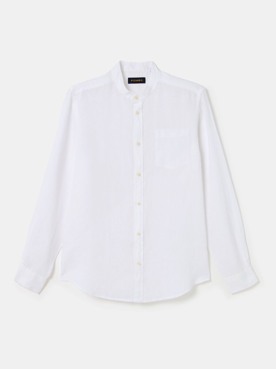 Linen shirt with Mandarin collar_3