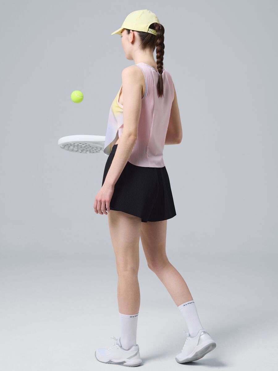 Schwarze plissierte Sportshorts ALTAVIA COURT aus Stretchmaterial mit herausnehmbarer Innenhose_0