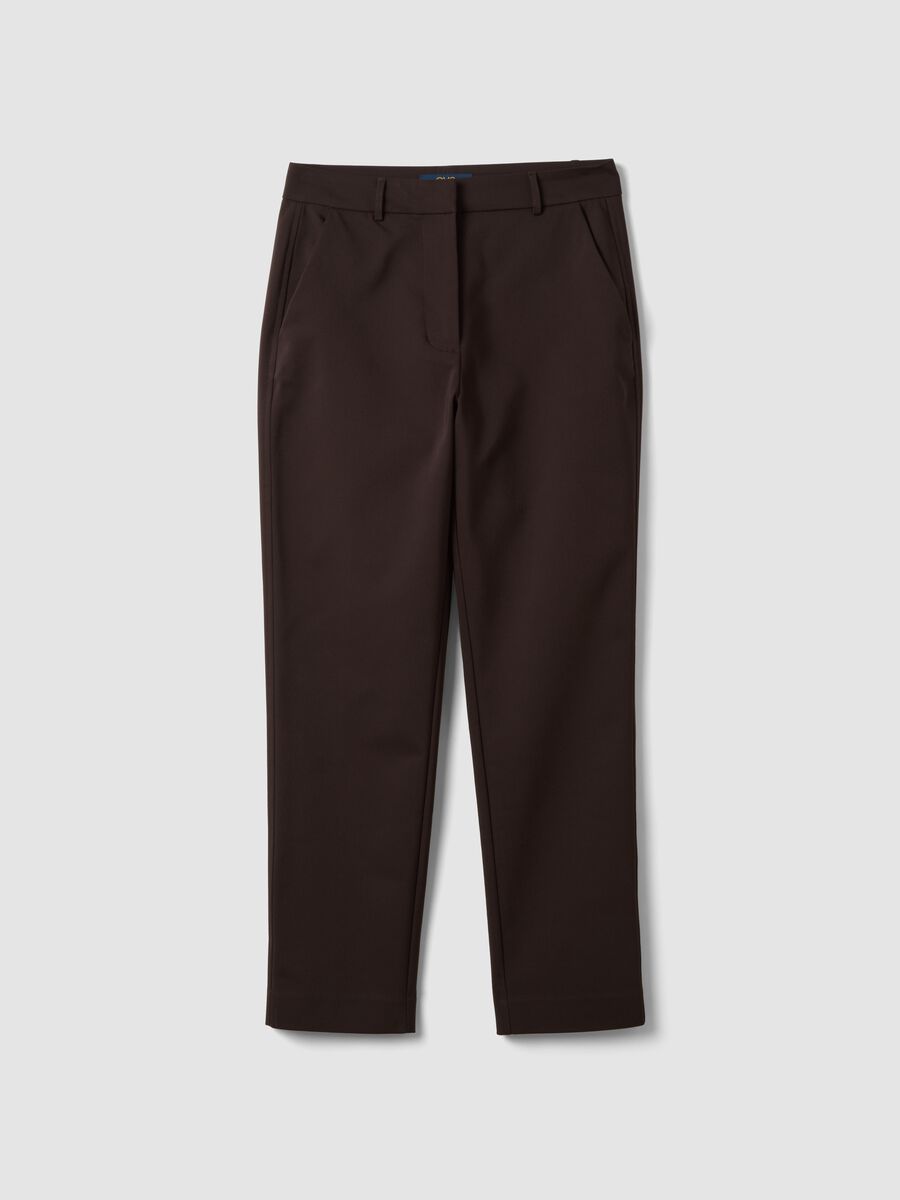 Braune Slim-Fit-Hose aus Stretch-Baumwolle_4