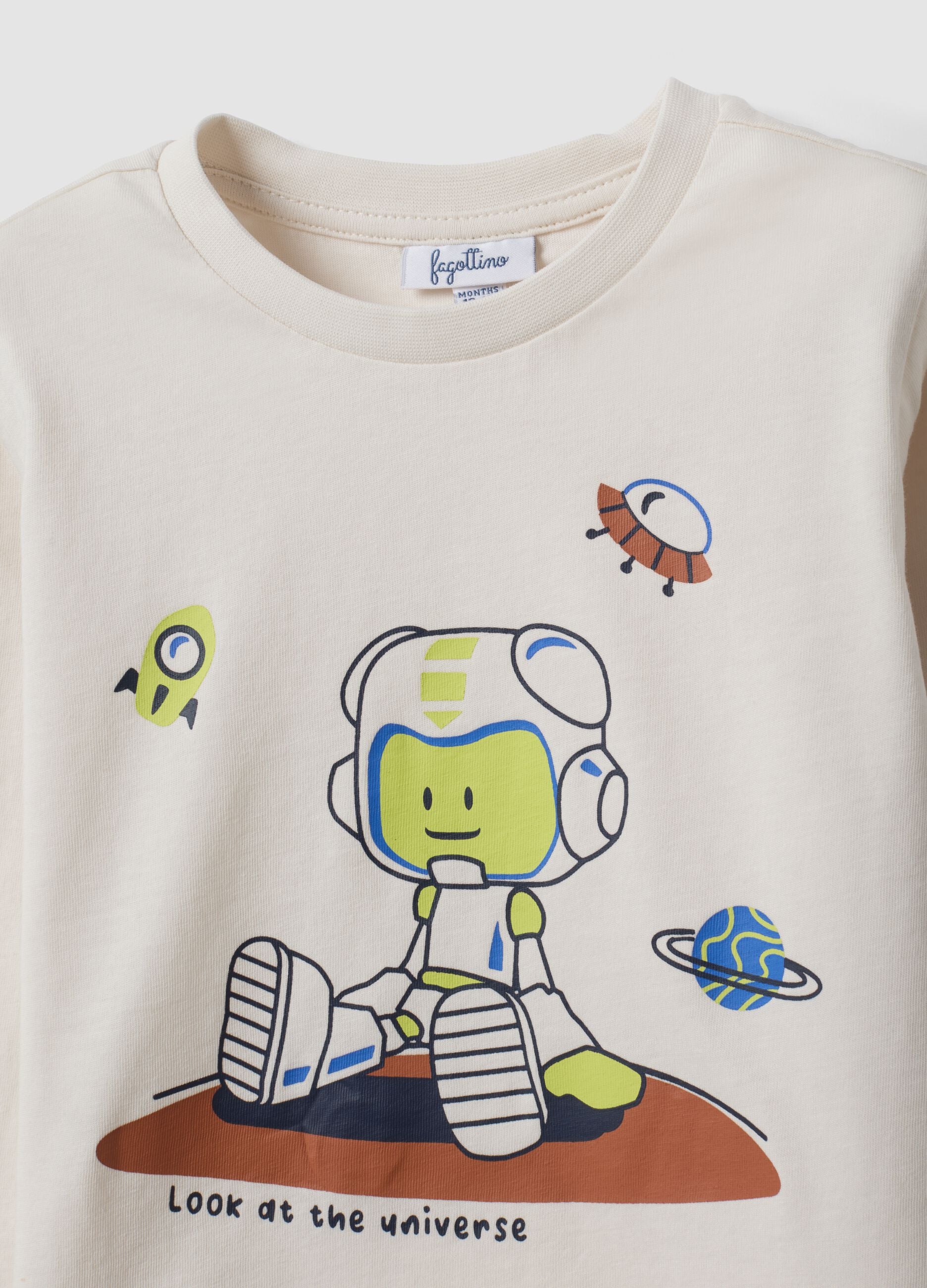 2-pack multicolour pure cotton T-shirts with alien print for baby boy