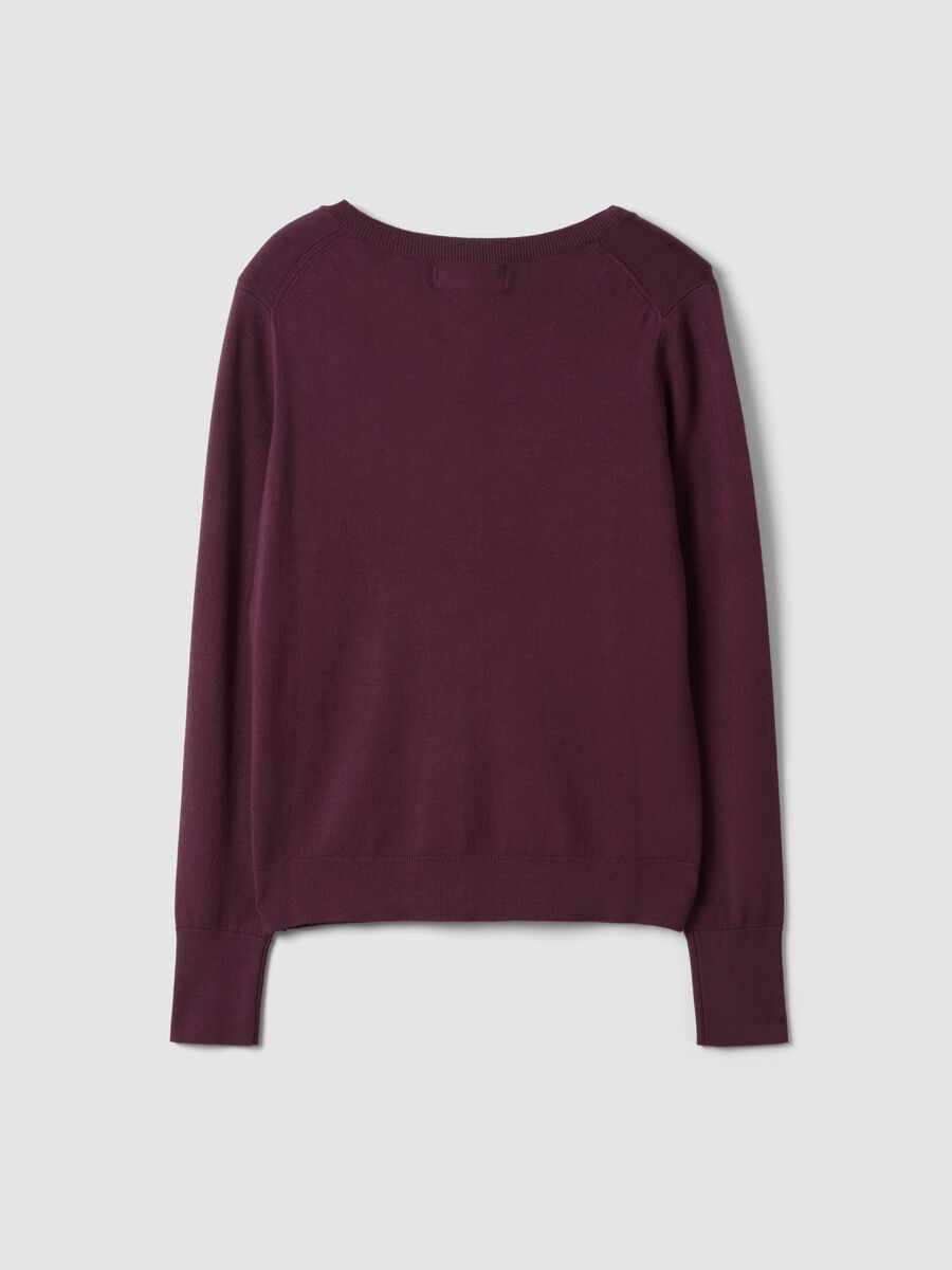 Purple viscose-blend crew-neck cardigan, regular fit_6