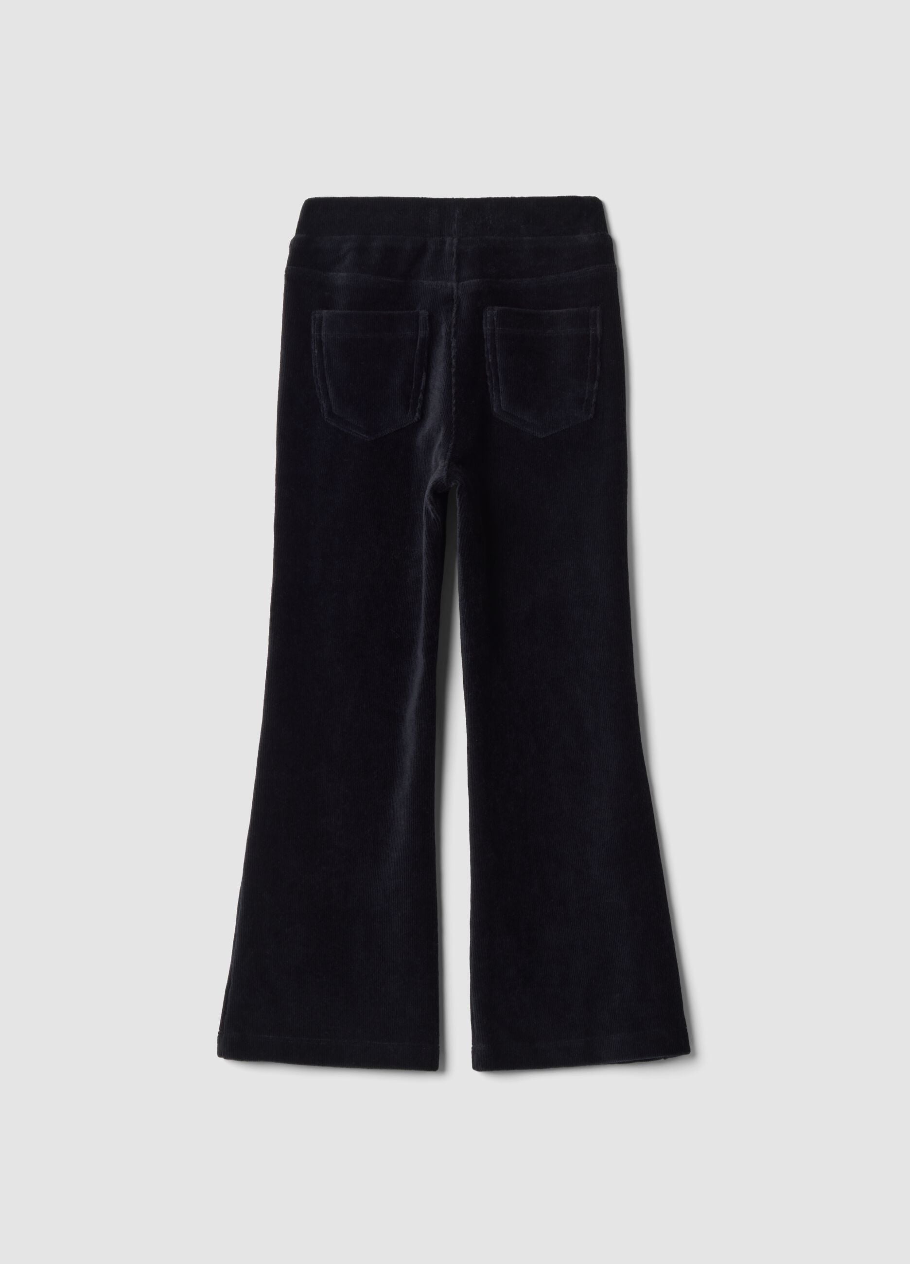 Black flared stretch cotton trousers