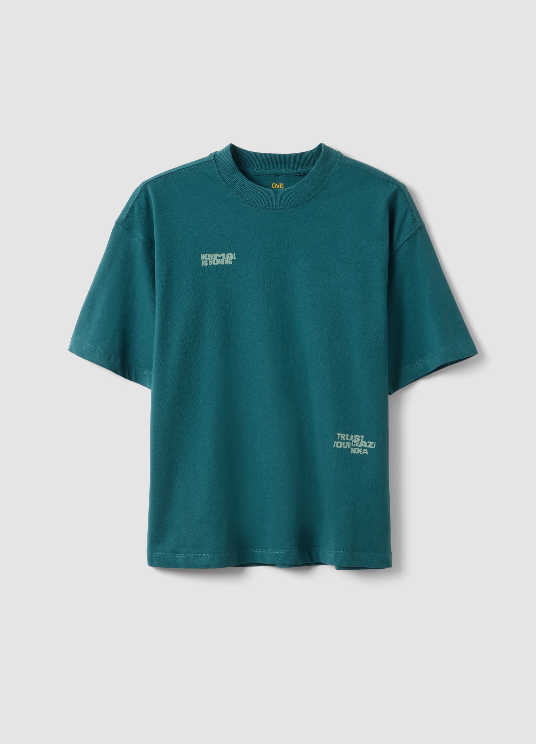 T-shirt oversized verde em algod&atilde;o puro para rapaz