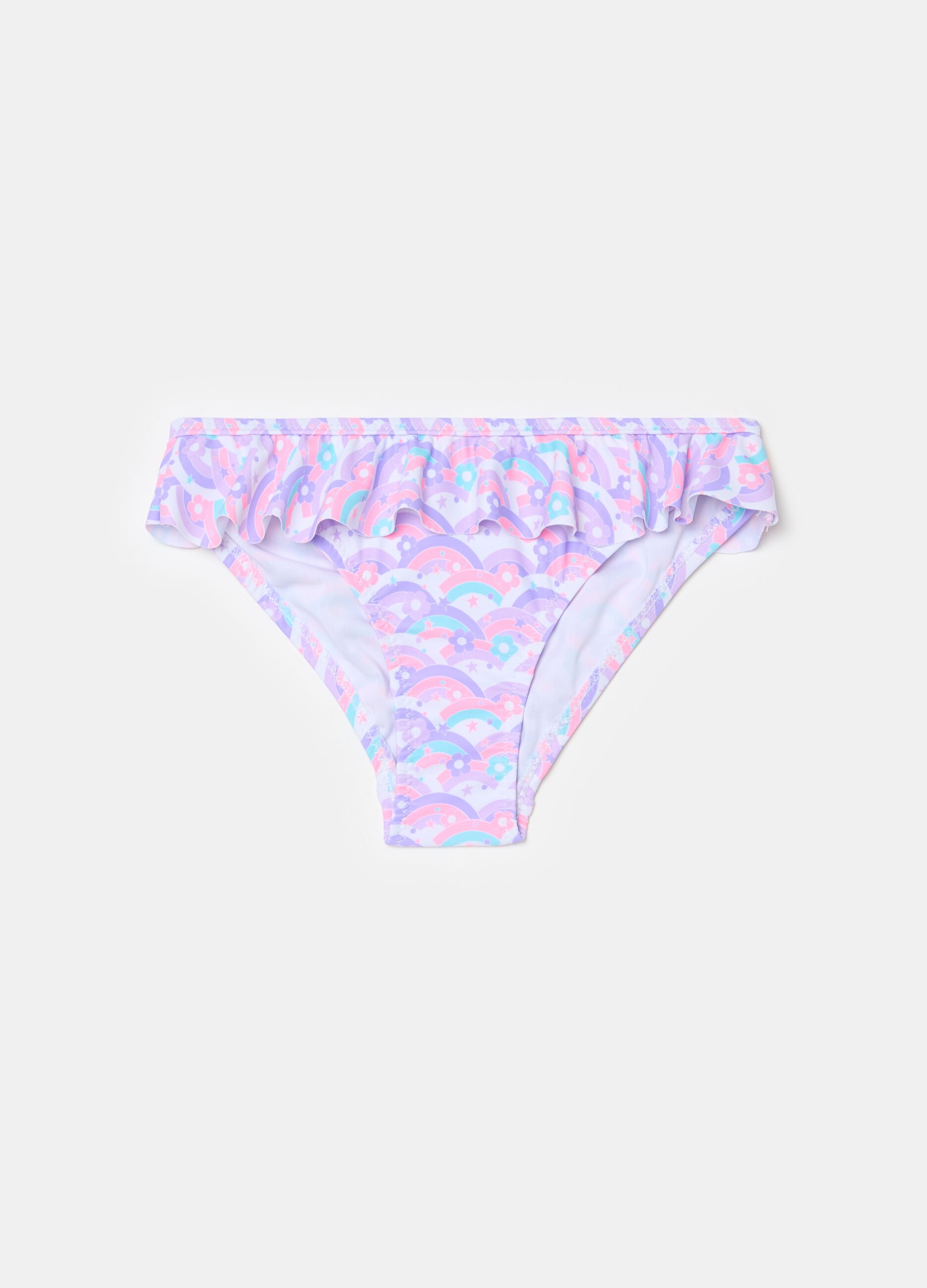 Swim briefs with print and flounce
