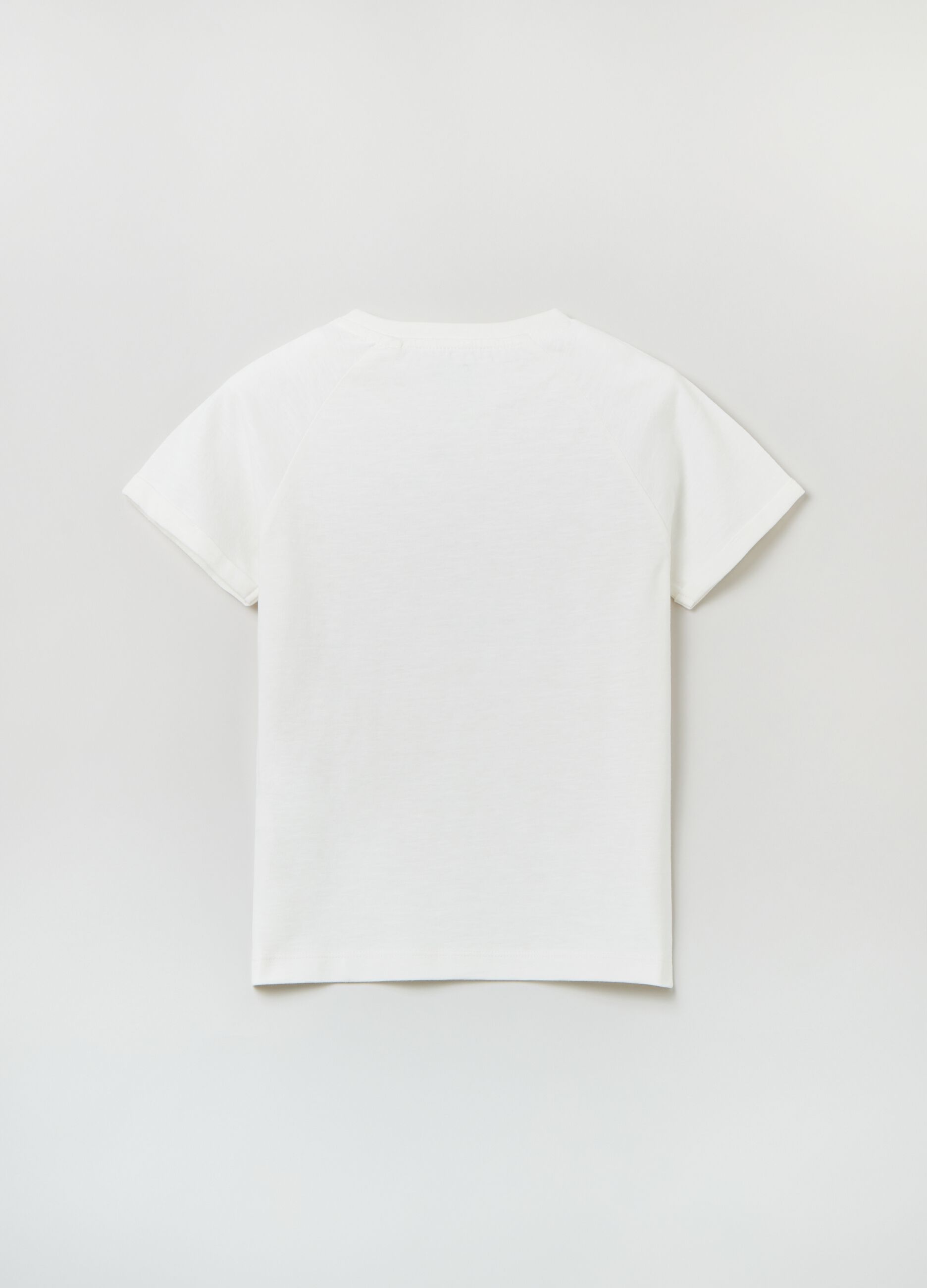 T-shirt girocollo in cotone slub